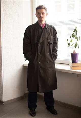 VINTAGE 80'S CLASSIC BLACK TRENCH COAT