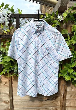 VINTAGE BURBERRY 1990S MULTICOLOURED STRIPED SHIRT SMALL