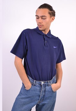Vintage Reebok Polo Shirt Navy Blue