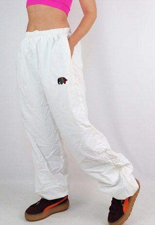VINTAGE UNISEX BAGGY SOFT SHELL TRACK PANTS ELEPHANT PATCH