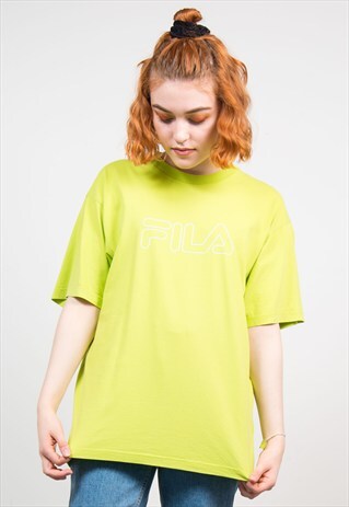 VINTAGE 90'S LIME GREEN FILA T-SHIRT