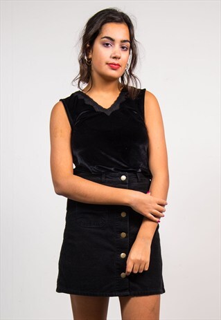 90'S VINTAGE BLACK VELVET VEST TOP
