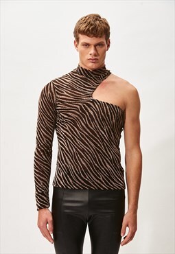 Lurex Zebra Shoulder Neck T-Shirt