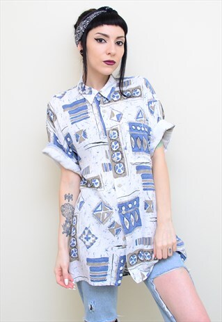 VINTAGE 90'S INDIE ABSTRACT PATTERNED OVERSIZED SHIRT