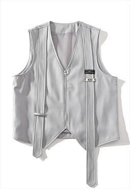 Raver vest sleeveless jacket party tank top cargo zip up top