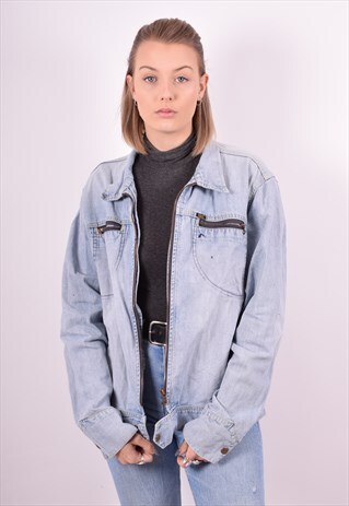 LEE WOMENS VINTAGE DENIM JACKET XL BLUE 90S
