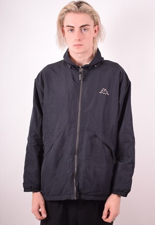 KAPPA MENS VINTAGE REVERSIBLE JACKET MEDIUM BLACK 90S