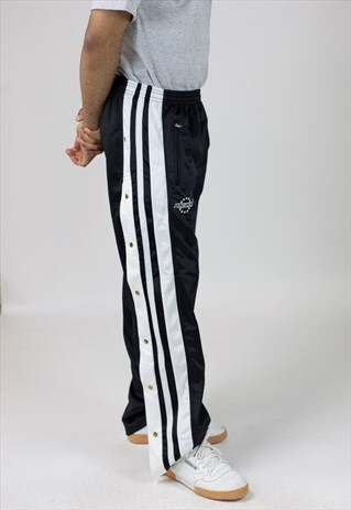 VINTAGE BLACK BUTTON-OFF TRACKSUIT BOTTOMS