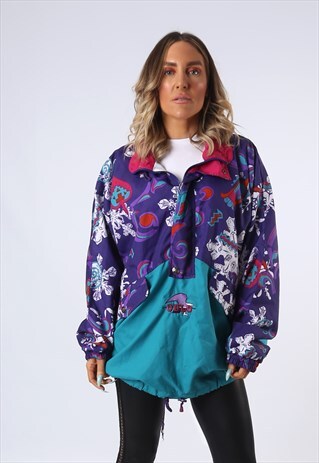 SHELL BOMBER SKI JACKET 90'S PATTERNED OVERSIZED (3EY)