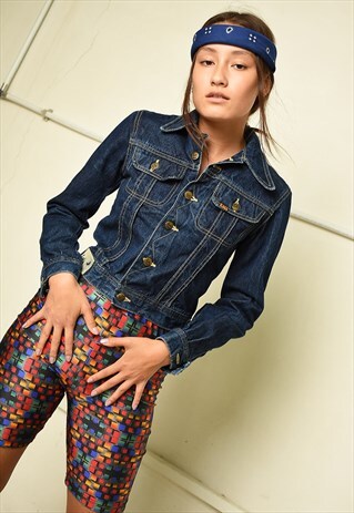 VINTAGE 90S RETRO DENIM CROPPED JACKET