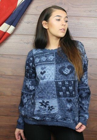 VINTAGE OVERSIZED ICELANDIC,PATTERNED,COSY KNIT JUMPER