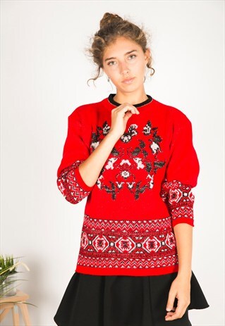 VINTAGE 80S CASUAL KNIT JUMPER / R02795