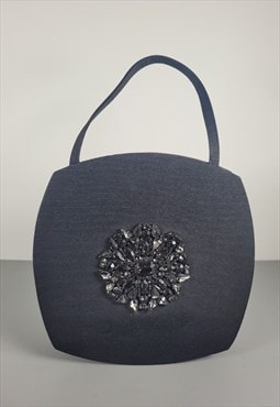 YSL Bag. Yves Saint Laurent black evening bag with crystals