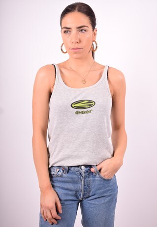 WOMENS VINTAGE VEST TOP MEDIUM GREY 90'S