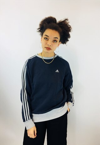 VINTAGE ADIDAS CLASSIC 3 STRIPE 90S EMBROIDERED SWEATSHIRT