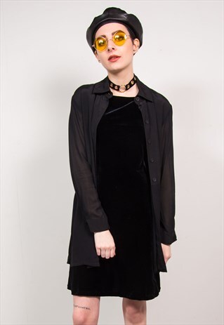VINTAGE 90'S BLACK SHEER FLOATY SHIRT