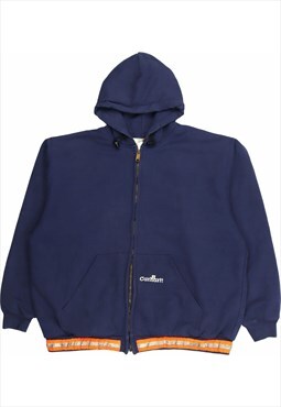 Carhartt 90's Spellout Heavyweight Zip Up Hoodie XLarge Blue