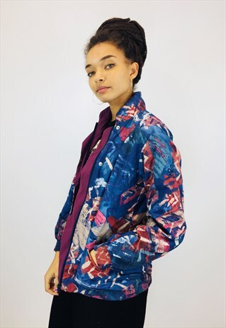 VINTAGE 80S COLOURFUL RAVE SILKY JACKET