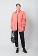 VINTAGE 80S EMBROIDERED PUFFER JACKET IN SALMON PINK S/M