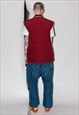 90'S VINTAGE RETRO CORDUROY GILET WITH IN CURRANT RED