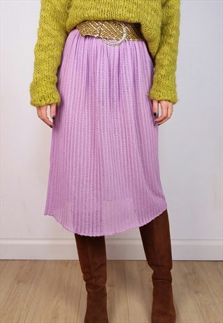 VINTAGE 80'S PURPLE KNIT SEE-THROUGH MIDI SKIRT