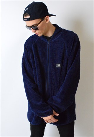HELLY HANSEN VINTAGE 90S NAVY BLUE FLEECE JACKET