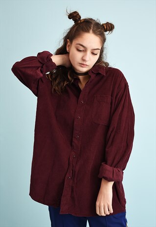 90'S RETRO GRUNGE MINIMALIST CORDUROY SHIRT TOP