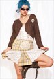 Vintage Knitted Cardigan Y2K Crochet Flower Fairy Shrug