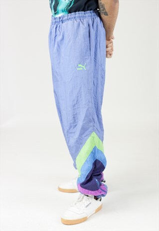 VINTAGE 90'S PUMA PURPLE SHELL TRACKSUIT BOTTOMS