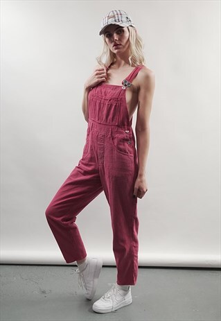 VINTAGE 90'S STEFANEL RED/BLACK STRIPED DUNGAREES