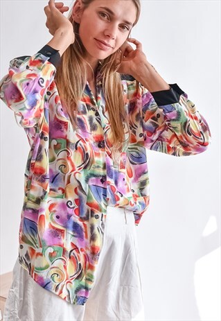 VINTAGE 80S MULTICOLOR SHIRT WITH SHOULDER DETAIL