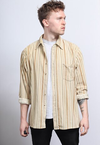 VINTAGE CORDUROY CORD STRIPED SHIRT