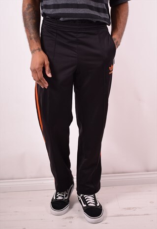 ADIDAS MENS VINTAGE TRACKSUIT TROUSERS SMALL BLACK 90S