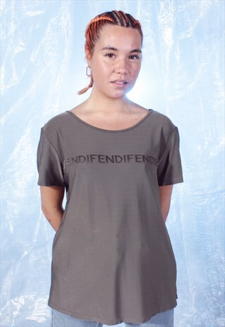 VINTAGE FENDI JEANS KHAKI GREEN TEE