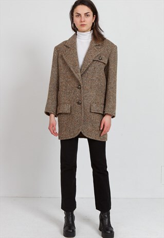 VINTAGE BROWN YVES SAINT LAURENT WOOL BLAZER JACKET