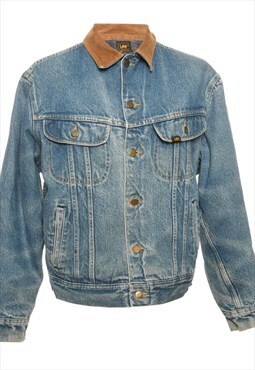 Medium Wash Lee Contrast Collar Denim Jacket - L