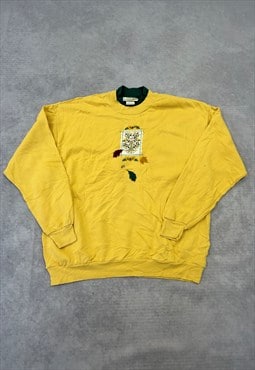 Vintage Sweatshirt Embroidered Tree Patterned Jumper