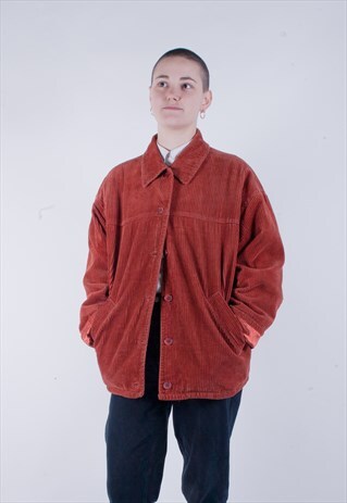 VINTAGE UNISEX BOXY FITTING CORDUROY ORANGE JACKET