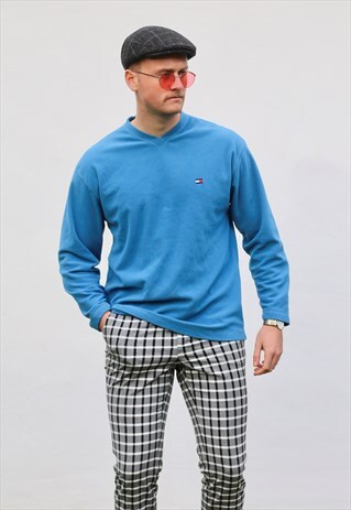TOMMY HILFIGER USA CORNFLOWER BLUE FLEECE SWEATSHIRT