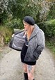 VINTAGE 90S Y2K FAUX FUR FLUFFY GREY BLACK OMBRE COAT