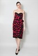 80'S VINTAGE DRESS BLACK RED POLKA DOT COCKTAIL PROM EVENING