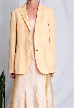 Y2K Vintage blazer mixed linen in pastel yellow