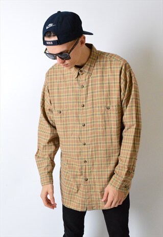 PATAGONIA VINTAGE 90S CAMEL CHECK LONG SLEEVE SHIRT
