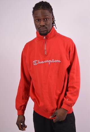 CHAMPION MENS VINTAGE SWEATSHIRT JUMPER LARGE RED 90S