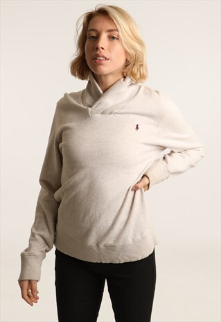 VINTAGE RALPH LAUREN EMBROIDERED LOGO FUNNEL NECK SWEATSHIRT