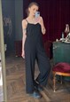 Black Jumpsuit, Flared Leg Sleeveless Catsuit for women