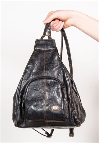 VINTAGE FAUX LEATHER RUCKSACK BACKPACK