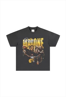 Grey Post Malone Graphic Cotton fans T shirt tee