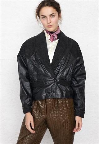 VINTAGE BLACK CHIA LEATHER JACKET
