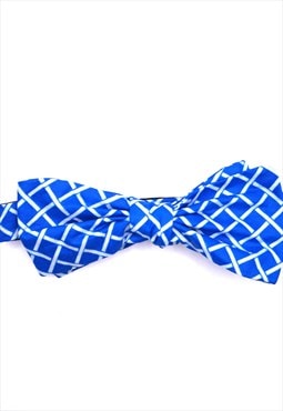 Blue Check Reworked Vintage Fabric Bow Tie